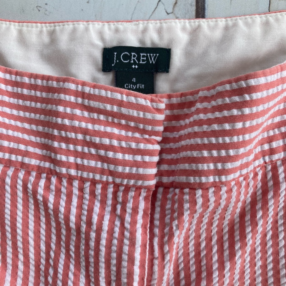 J Crew City Fit Shirts Size 4 Coral & White Striped - Picture 7 of 8
